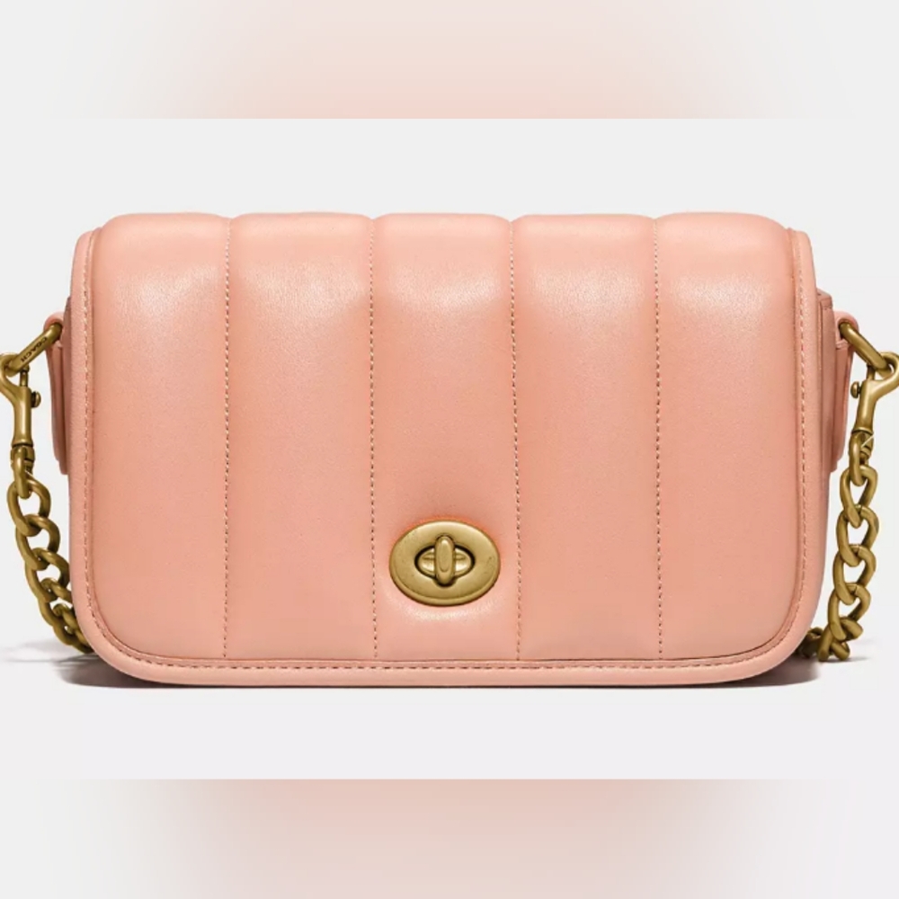 💖host Pick 🎉 Coach Dinky 18 Mini Leather Quilt Crossbody - Faded Blush C3843💖